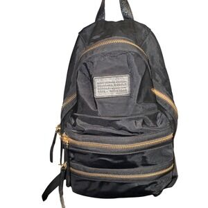 Marc by Marc Jacobs Black Nylon Backpack Gold Hardware Leather Trim